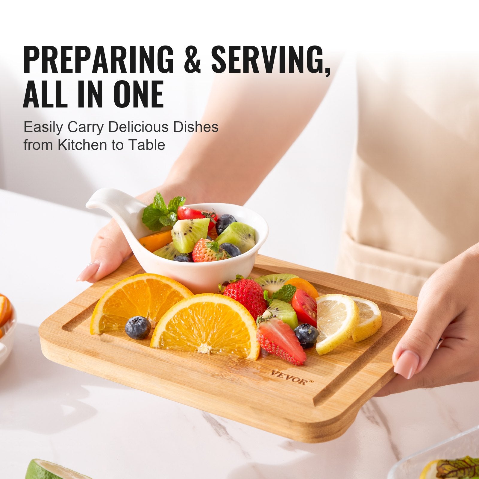 Bamboo Cutting Board Premium Versatile Cut Board With Built-in Handle